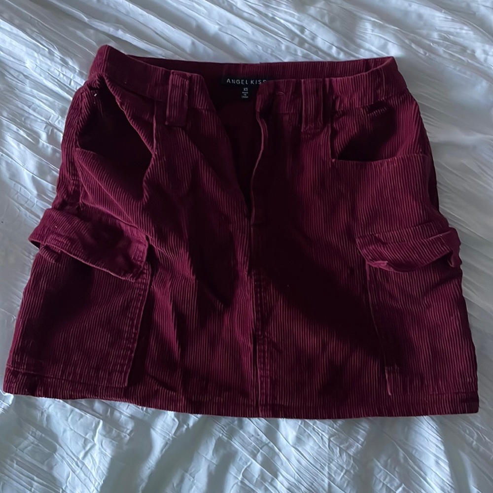 red corduroy skirt